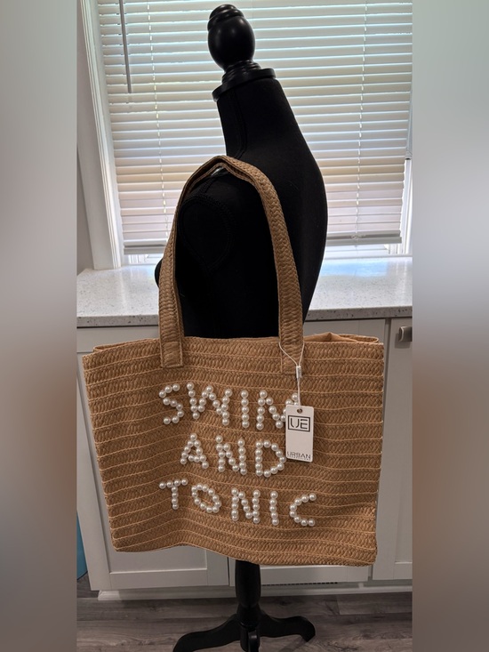Urban Expressions Handbags - NWT Urban Expressions Seaton - Pearls Tote Swim And Tonic Straw Tote
